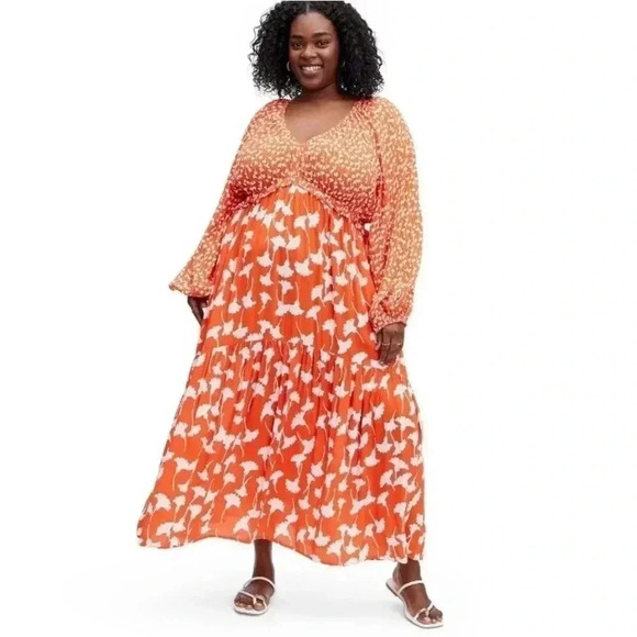 NWT Women's V-Neck Ginkgo Cherry Tomato
Maxi Dress - DVF for Target 1X - Picture 1 of 9
